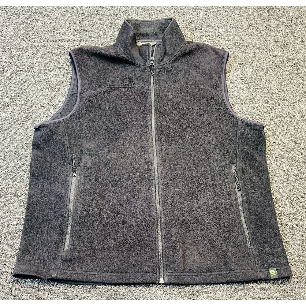 Eddie Bauer Polartec Fleece Vest Men XL Tall Black Mock Neck Streetwear Full Zip